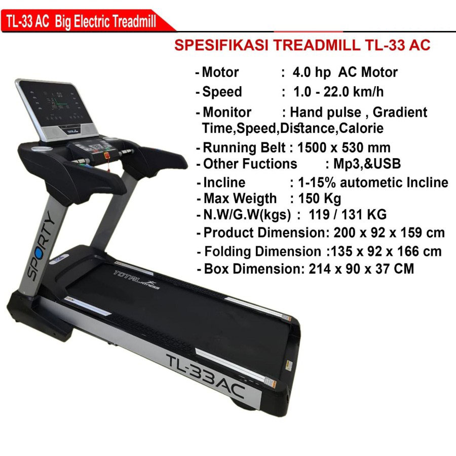 Treadmill Elektrik TL 33 AC Motor 4Hp